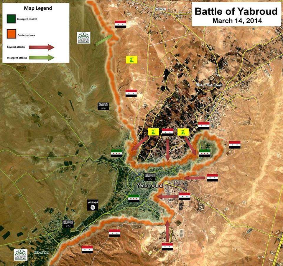 Peta Perang di Yabroud pada 14/03/14. (The Untold Story)
