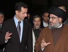 Bashar al Assad, Presiden Suriah dan Sayyid Hasan Nasrullah, Sek Jen Hizbullah, Lebanon.jpg