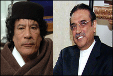 صدر آصف علی زرداری کی لیبیا کے صدر معمر قذافی سے ملاقات