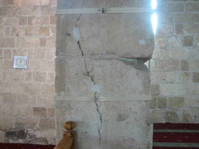 The walls and pillars of Masjid al-Aqsa breaking due to the tunnels