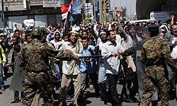 Abdullah Saleh Supports throw Rocks at Protestors