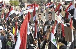 دمشق، شامی صدر کے حق میں ہزاروں افراد کا مظاہرہ، وزیراعظم ناجی مستعفی، نگران سربراہ حکومت مقرر