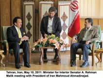 رحمان ملک کی ڈاکٹر احمدی نژاد سے ملاقات،صدر زرداری کا خصوصی پیغام پہنچایا