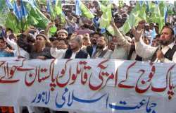جماعت اسلامی کے زیر اہتمام پاکستانی چوکیوں پر نیٹو حملے کے خلاف ملک گیر یوم احتجاج