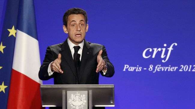 French President Nicolas Sarkozy speaking at the annual Representative Council of France