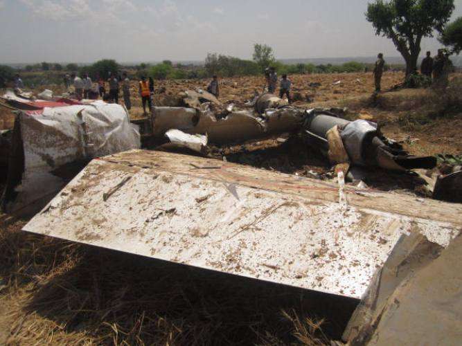 حادثے کا شکار بوئنگ طیارے کا ملبہ حسین آباد میں