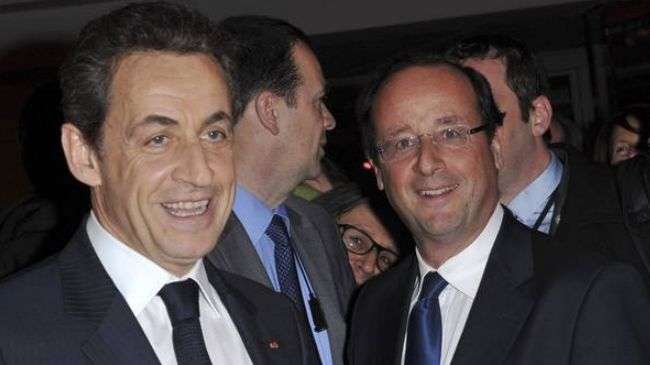 French President Sarkozy (L) and Francois Hollande, the Socialist Party candidate for the 2012 presidential election