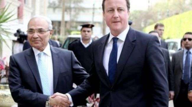 [British Prime Minister] David Cameron in Cairo last year brimming with confidence that the existing agreement would continue to safeguard the security of his funders – Israel!!!
