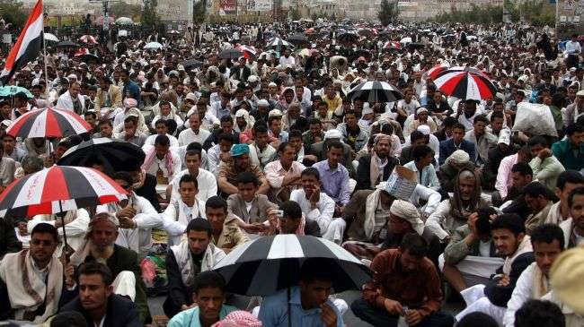 File photo shows Yemeni protesters in the capital, Sana’a.