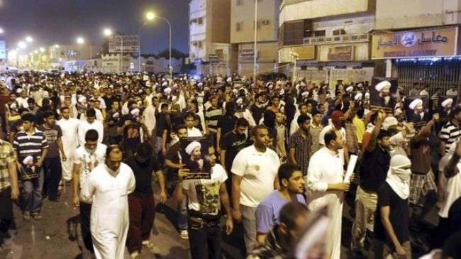 Anti-regime protesters stage rally in Saudi Arabia’s coastal town of Qatif on July 8, 2012.