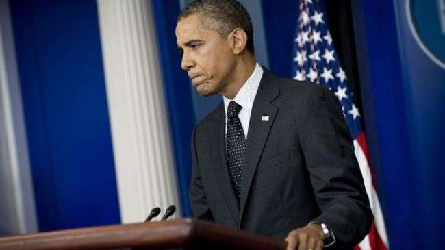 US President Barack Obama during a press conference at the White House on August 20, 2012