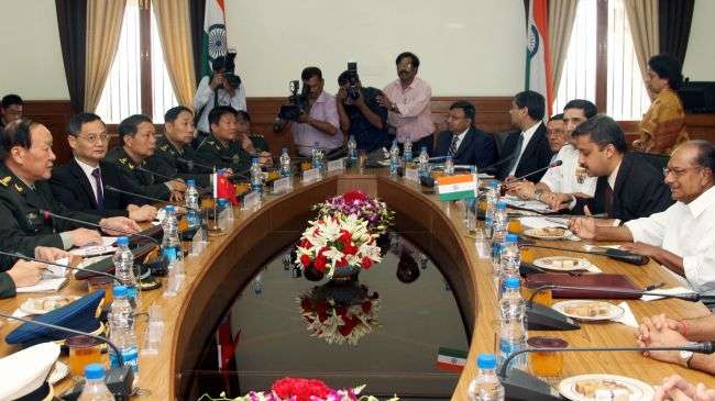 Indian Defense Minister A.K. Antony (1st R) and China
