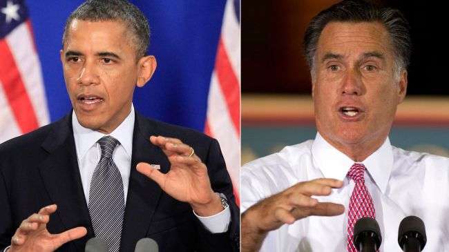 US President Barack Obama (L) and Republican presidential candidate Mitt Romney