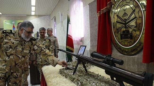 Commander of the Iranian Army’s Ground Forces Brigadier General Ahmad-Reza Pourdastan attends the unveiling ceremony for Iran’s domestically-manufactured sniper rifle Shaaher, September 29, 2012.