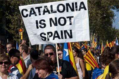 A march in favour of Catalan independence.