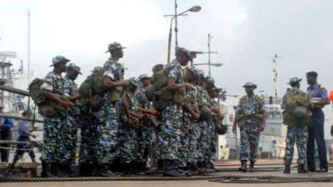 File photo shows Nigerian navy commandos preparing for a sea exercise.