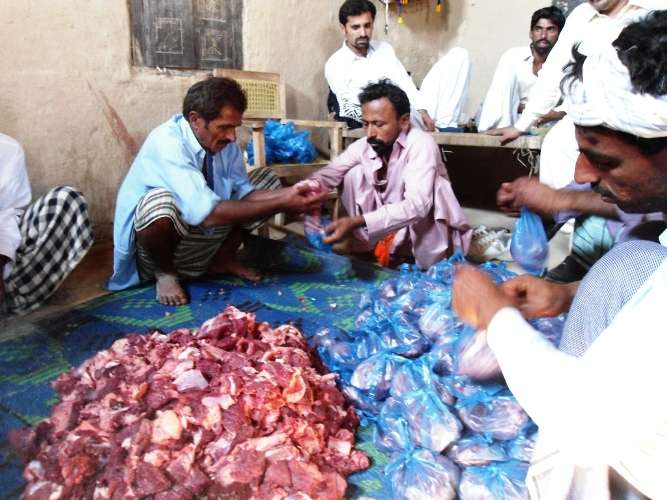 شیعہ علماء کونسل کی جانب سے سیلاب متاثرین میں گوشت کی تقسیم کی تصویری جھلکیاں