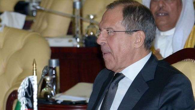 Russian Foreign Minister Sergei Lavrov attends a foreign ministerial meeting of the (Persian) Gulf Cooperation Council in Riyadh on November 14, 2012.