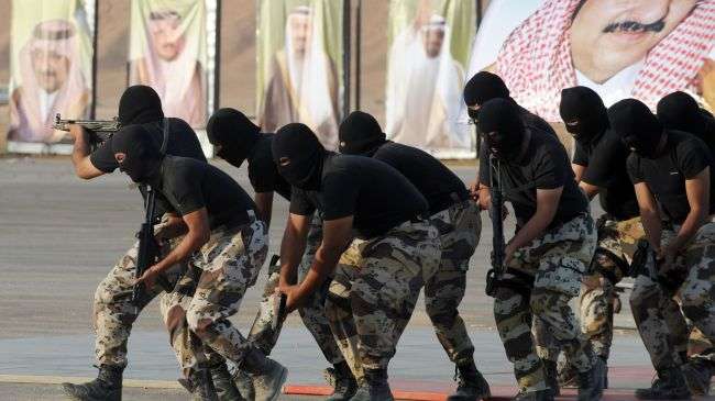 Saudi Special Forces show their skills during opening ceremony of the new Emir Nayef Center for Special Elite Operations in the Dorma region on September 25, 2012.