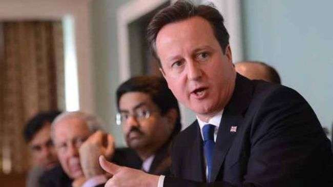 British PM Cameron speaks to business authorities during a visit to India’s financial hub, Mumbai.