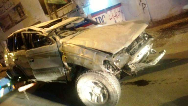 علامہ شہنشاہ نقوی کی تباہ شدہ گاڑی کی تصویر