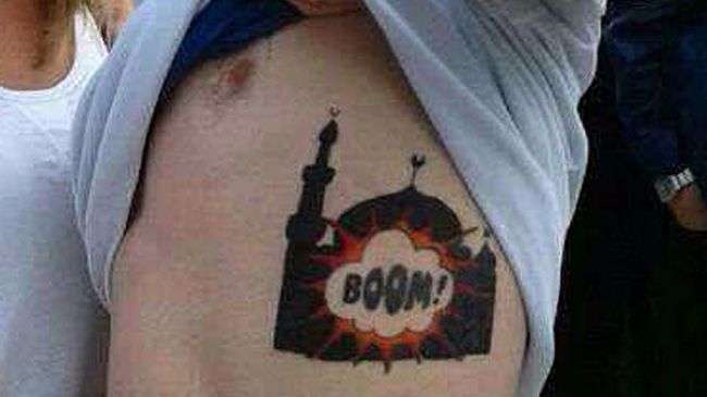 EDL thug’s tattoo sparks outrage in UK