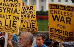 شام پر جنگ مسلط کرنے کیخلاف مختلف ممالک میں احتجاجی مظاہرے