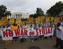 شام پر ممکنہ امریکی حملے کیخلاف وائٹ ہاوٴس کے سامنے احتجاجی مظاہرہ