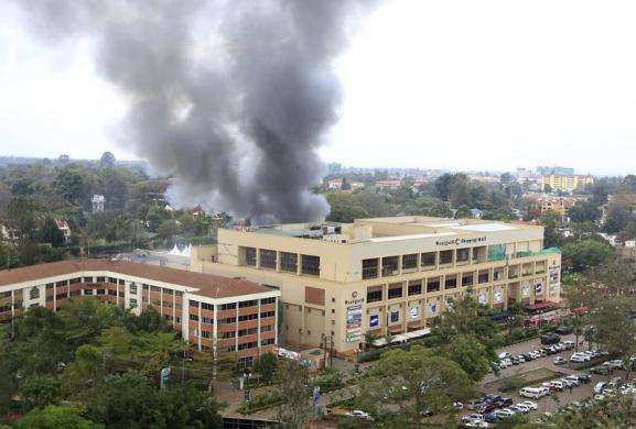 Smoke rises from the Westgate shopping centre after explosions at the mall in Nairobi September 23 2013.