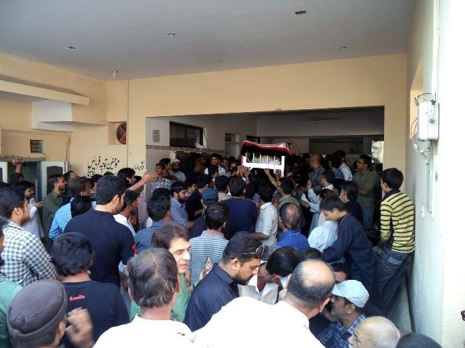 کراچی، انچولی دھماکے میں شہید ہونے والے سید زرغام نقوی کی نماز جنازہ