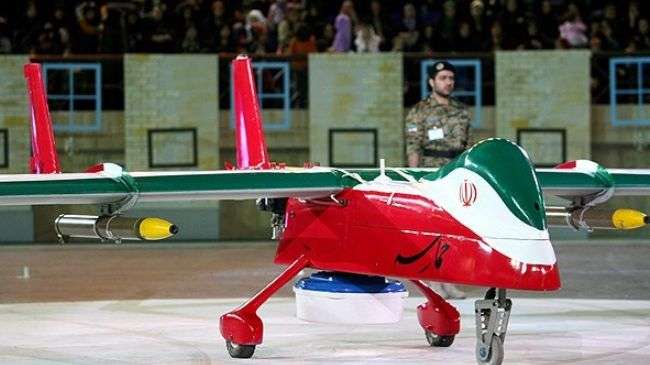 The file photo shows Iran’s domestically-developed stealth reconnaissance-combat drone Hamaseh