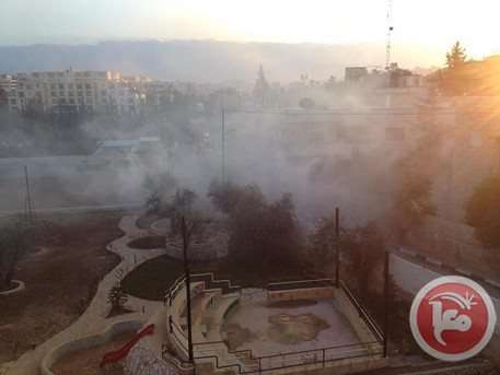 Tear gas looms over the children playground of the Lajee Center