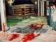 This partial view of the Hebron mosque dated on February 25, 1994 shows praying carpets covered with blood.