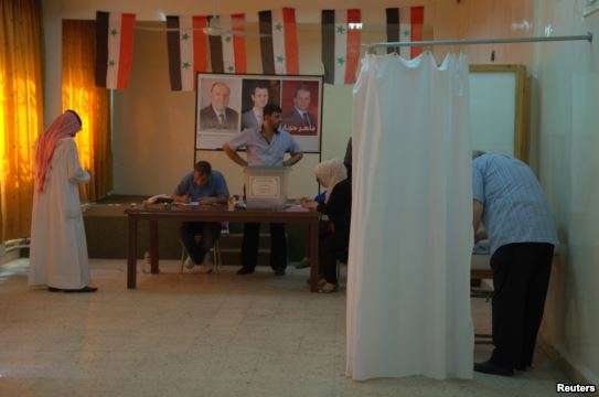 شام میں منعقد ہونے والے صدارتی الیکشن کے موقع پر پولنگ کی جھلکیاں