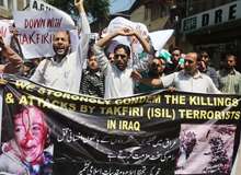 عراق میں موجود داعشی دہشت گردوں (ISIL) کے مظالم کے خلاف مقبوضہ کشمیر کے سرینگر میں احتجاج ریلی