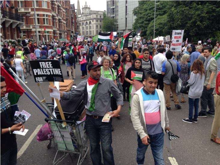 صہیونی مظالم کیخلاف برطانیہ کے دارلحکومت میں عوامی احتجاج کا منظر