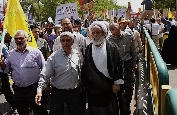 حجت الاسلام والمسلمین شیخ حسین انصاریان در راهپیمایی روز قدس