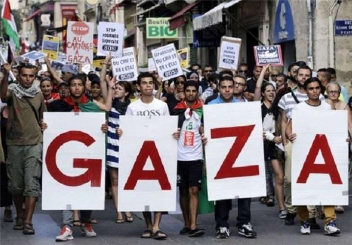 نہتے فلسطینیوں پر جارحیت کرنیوالی ظالم صیہونی حکومت کیخلاف دنیا بھر میں مظاہروں کا سلسلہ جاری