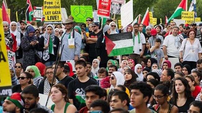 Pro-Palestinian protesters in on Saturday in Washington, DC