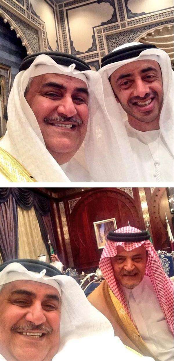 "سيلفي" وزير خارجية البحرين مع سعود الفيصل وعبد الله بن زايد