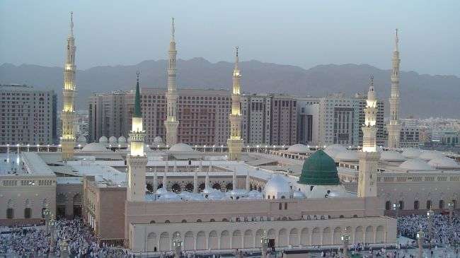 A view of Masjid al-Nabawi in the holy city of Medina