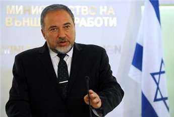 Israeli Foreign Minister Avigdor Lieberman speaks during a joint press conference with his Bulgarian counterpart after their meeting in Sofia on March 27, 2014