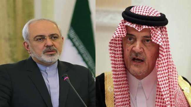 Iranian Foreign Minister Mohammad Javad Zarif (L) and Saudi Foreign Minister Prince Saud al-Faisal
