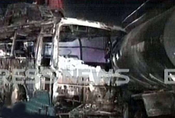 کراچی سپر ہائی وے پر بس اور آئل ٹینکر میں ہولناک تصادم، 59 افراد جھلس کر جاں بحق