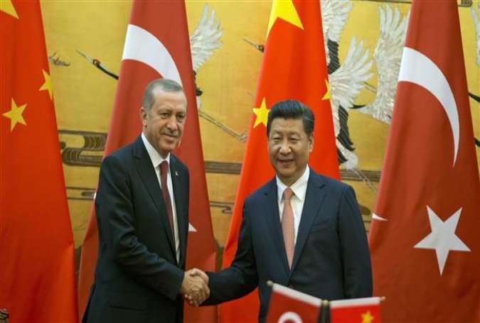 Chinese President Xi Jinping, right, and Turkey