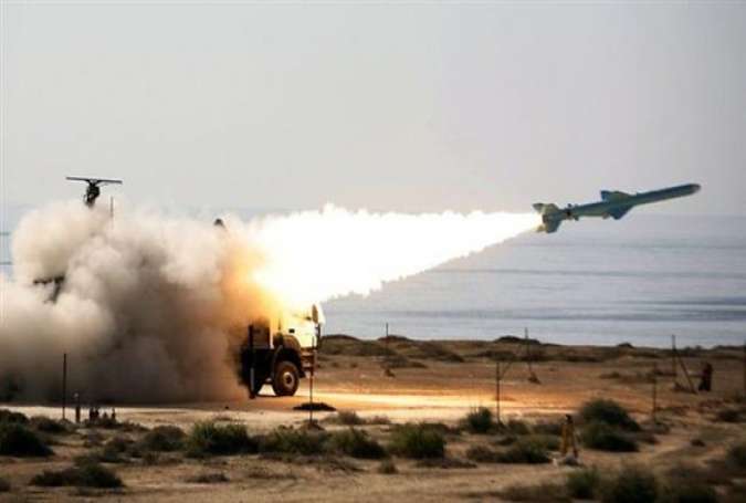 A ground-to-sea missile is launched during a military drill in southern Iran.