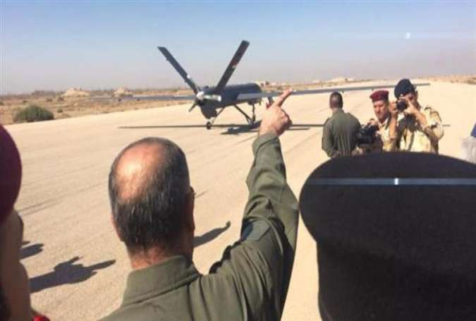 Iraq launches its first combat drone flight from al-Kut airbase in the eastern province of Wasit on October 10, 2015.