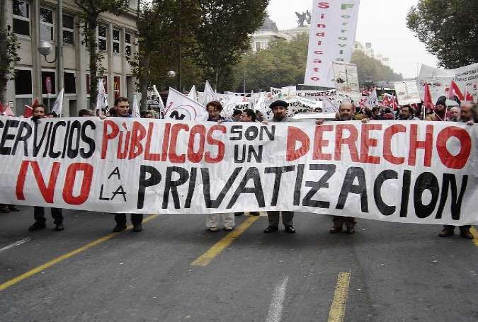اسپین میں آزاد تجارتی معاہدے کے خلاف مظاہرہ