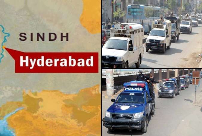 حیدرآباد میں محرم الحرام کے حوالے سے رینجرز اور پولیس کا مشترکہ فلیگ مارچ