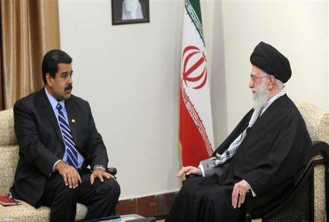 Leader of the Islamic Revolution Ayatollah Seyyed Ali Khamenei meets with Venezuelan President Nicolas Maduro (L), in the Iranian capital, Tehran, November 23, 2015.